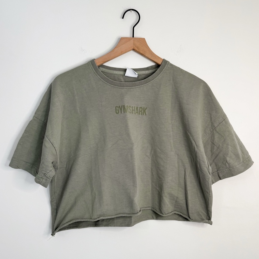 Gymshark Cropped T Shirt Green Size Medium